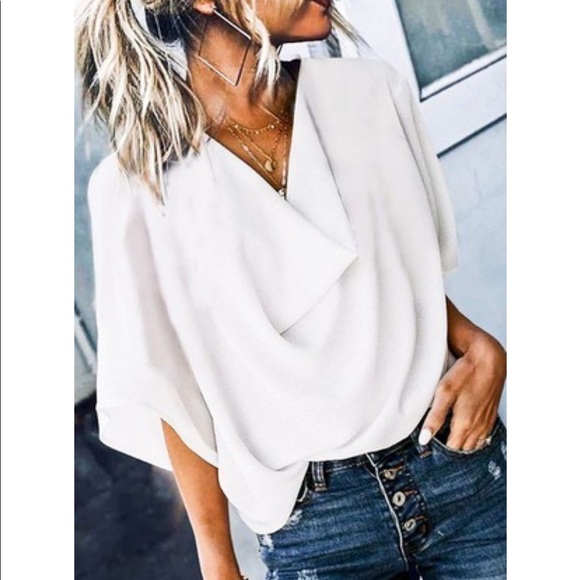 White Short Sleeve Blouse